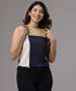 Three Panel Sleeveless Navy Chiffon Top