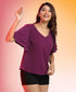 Vneck Sleeve Layered Purple Chiffon Top