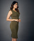 Vneck Sleeveless Bodycon Khaki Dress