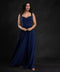 Navy Blue Bustier Chiffon Maxi