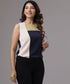 Three Panel Sleeveless Navy Chiffon Top