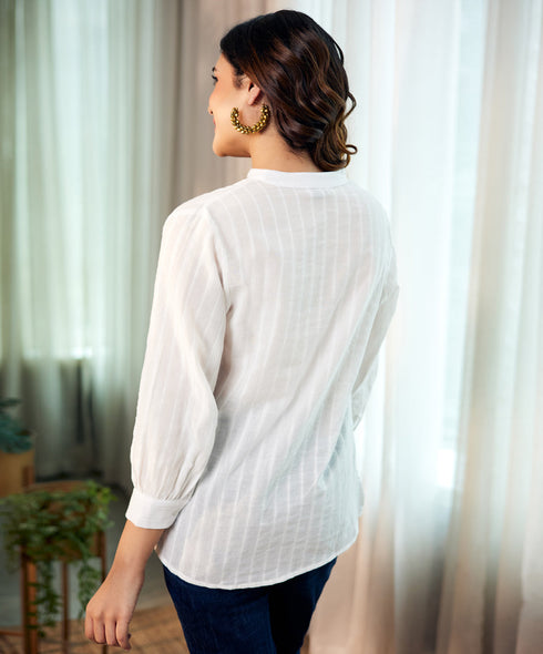 Mandarin Collar Cotton Kurta Top