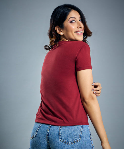Basic Crew Neck Maroon Tshirt