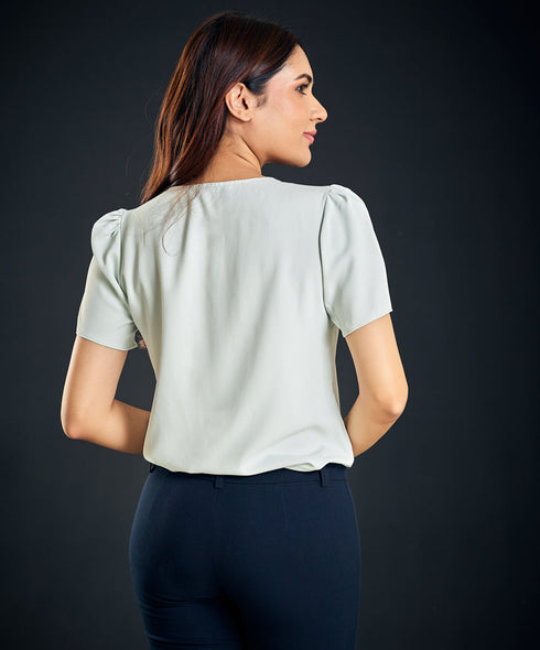 Floral Embroidered Notched Collar Top