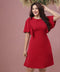Flared Sleeve Shift Maroon Chiffon Dress