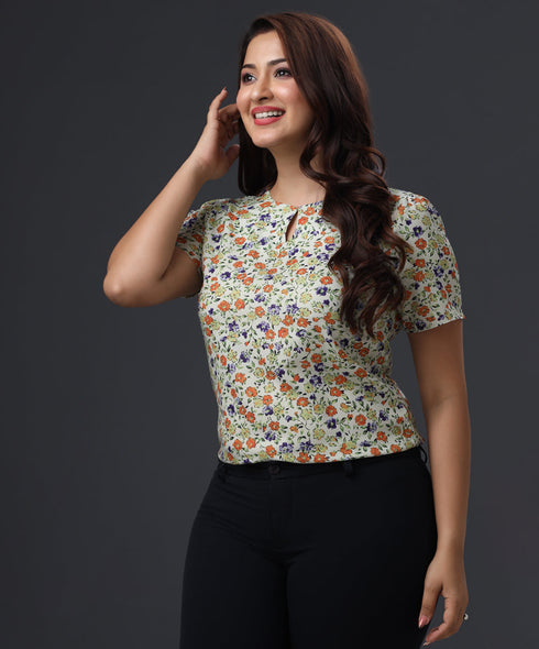 Tiny Front Peek-A-Boo Printed Top