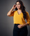 Neck Scalloped Half Sleeve Mustard Top