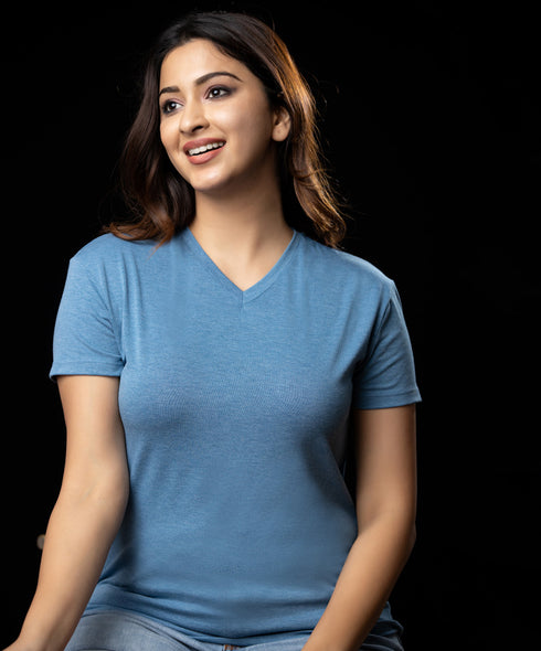 V-neck Blue Marl Tshirt