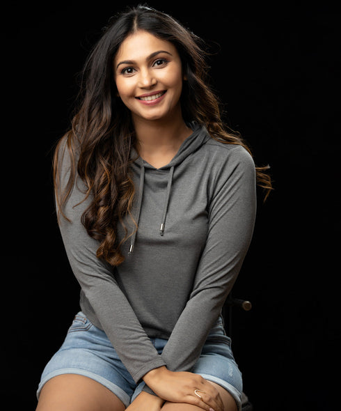 Grey Marl Long Sleeved Hoodie