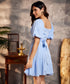 Off-Shoulder Tie-Back Blue Dress