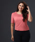 Pleated Half Sleeve Chiffon Pink Top