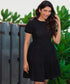 Black Puffed Sleeve Mini Dress