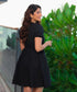 Black Puffed Sleeve Mini Dress