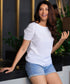 Puffed Sleeve Formal White Linen Top