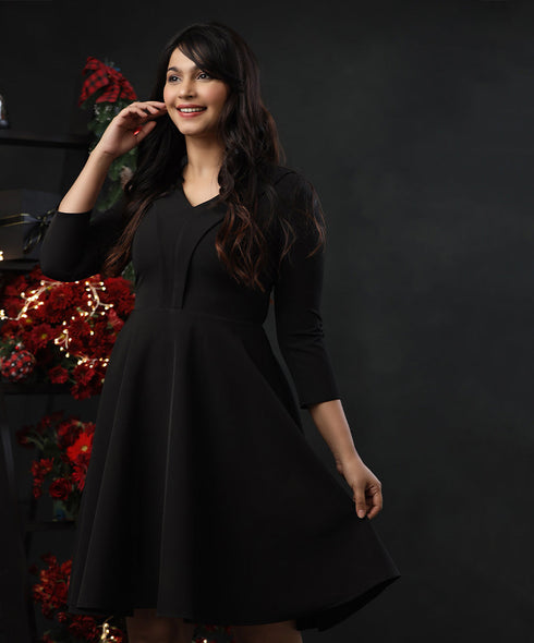 Half Sleeve Skater Revenge Black Dress