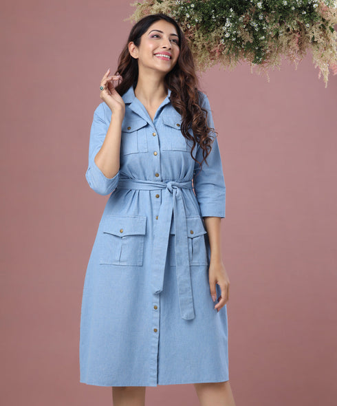 Chambray Long Sleeve Safari Sleeve