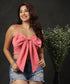 Big-Bow Front Crop Cami Pink Top