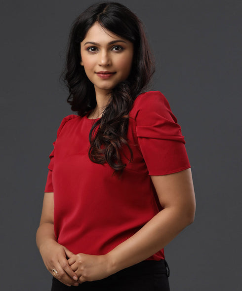 Puffed Sleeve Formal Chiffon Top