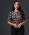 Printed Half Sleeve Navy Top