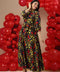 Balloon Sleeved Printed Maxi Dress