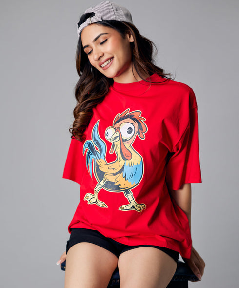 Oversize Red Chick Tshirt