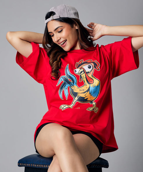Oversize Red Chick Tshirt