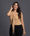 Brown Elegant Chiffon Office Top
