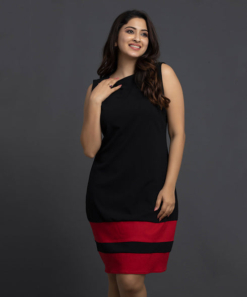 Two Tone Border Aline Dress