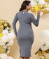 Grey Rib Long Sleeve Bodycon Dress