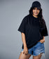 Black Solid Oversized Tshirt