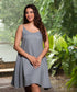 Curved Vneck Loose Fitted Linen Dress