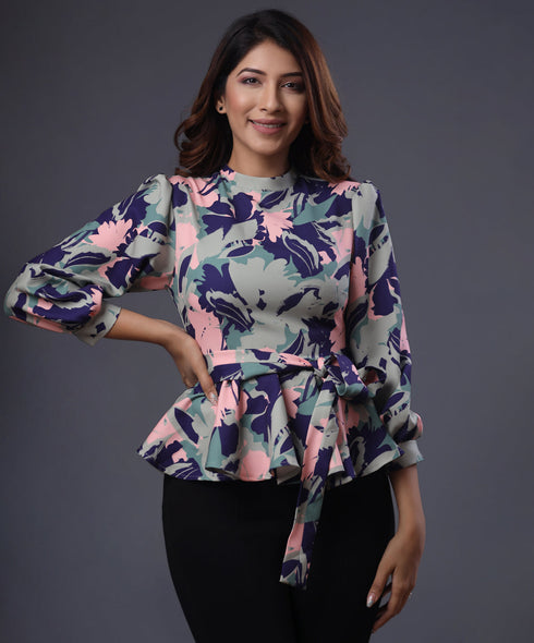 Floral Printed Peplum Top