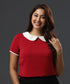 Contrast Peter Pan Collared Red Top