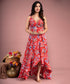 Red Frilled Maxi Floral Dress