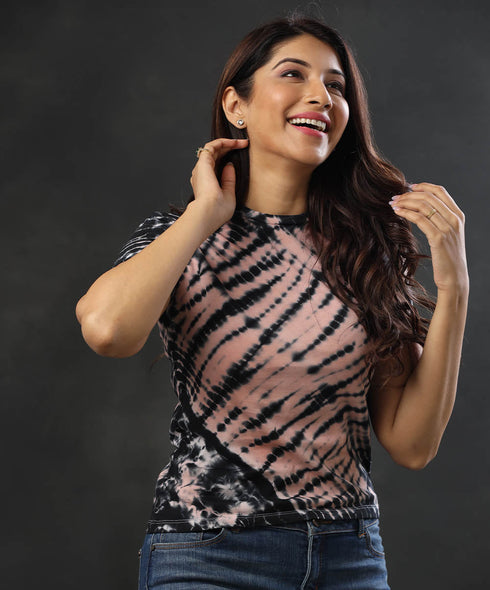 Black & Pink Tie And Dye T-Shirt
