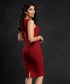 Red Scalloped Neck Bodycon Dress