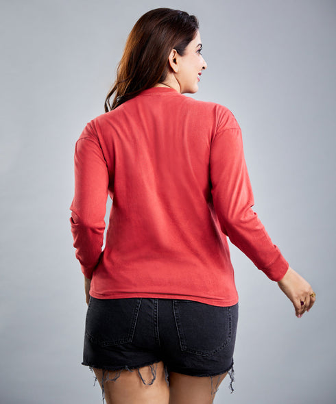 Acid Wash Long Sleeve Orange T-Shirt