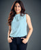Sleeveless Loose Fitted Blue Top