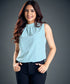 Sleeveless Loose Fitted Blue Top
