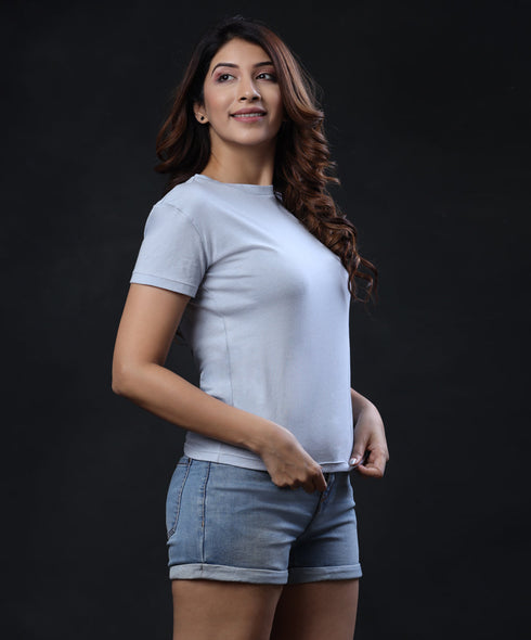 Basic Crew Neck Light Blue T-Shirt