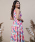 Halter Neck Floral Printed Chiffon Maxi
