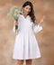 Pintuck Embroidered Linen White Dress