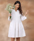 Pintuck Embroidered Linen White Dress