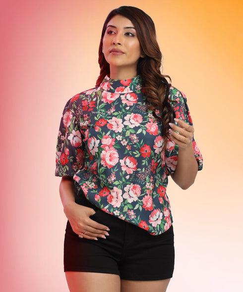 Balloon Sleeve Floral Top