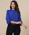 Long Sleeve Neck Band Blue Top