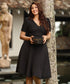 Vneck Side Pockets Elegant Black Dress