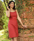 Rust Strappy Linen Shift Dress