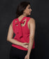 Hot Pink Sleeveless Braided Loop Chiffon Top