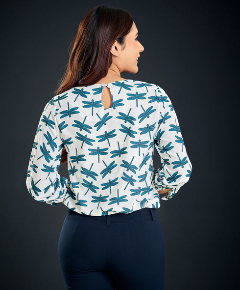 Three Quarter Sleeve Round Neck Top