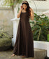 Black Olive Flowing Linen Maxi